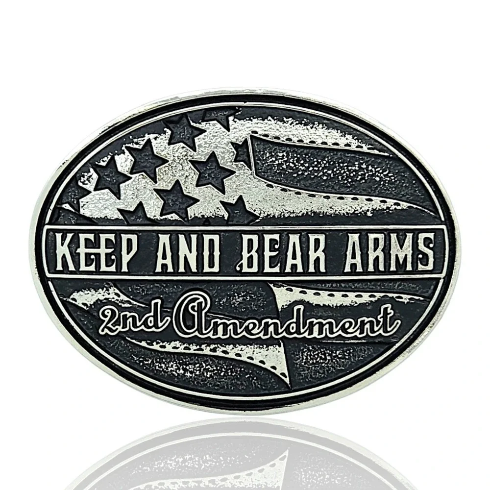Montana Silversmiths Keep and Bear Arms‎ 2nd Amendment Belt Buckle Silver NEW!